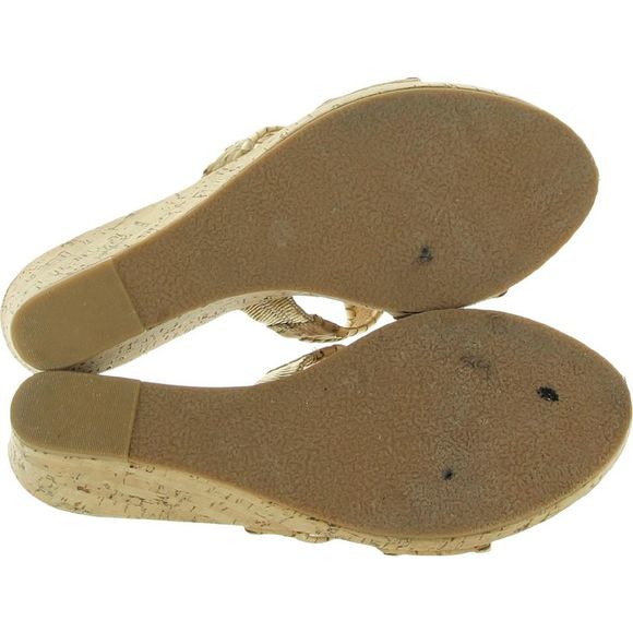 Jack Rogers Womens Sloane Beige Leather Slides Flat Sandals Shoes Used - Picture 3 of 6